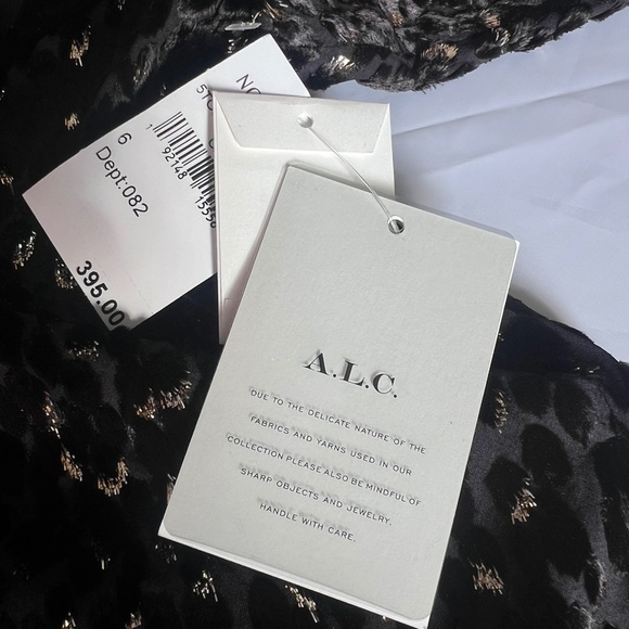 A.L.C. Ophelia Black Velvet Print Sheer Blouse  Top in Carob Metallic,Size 6 NWT - Picture 15 of 16
